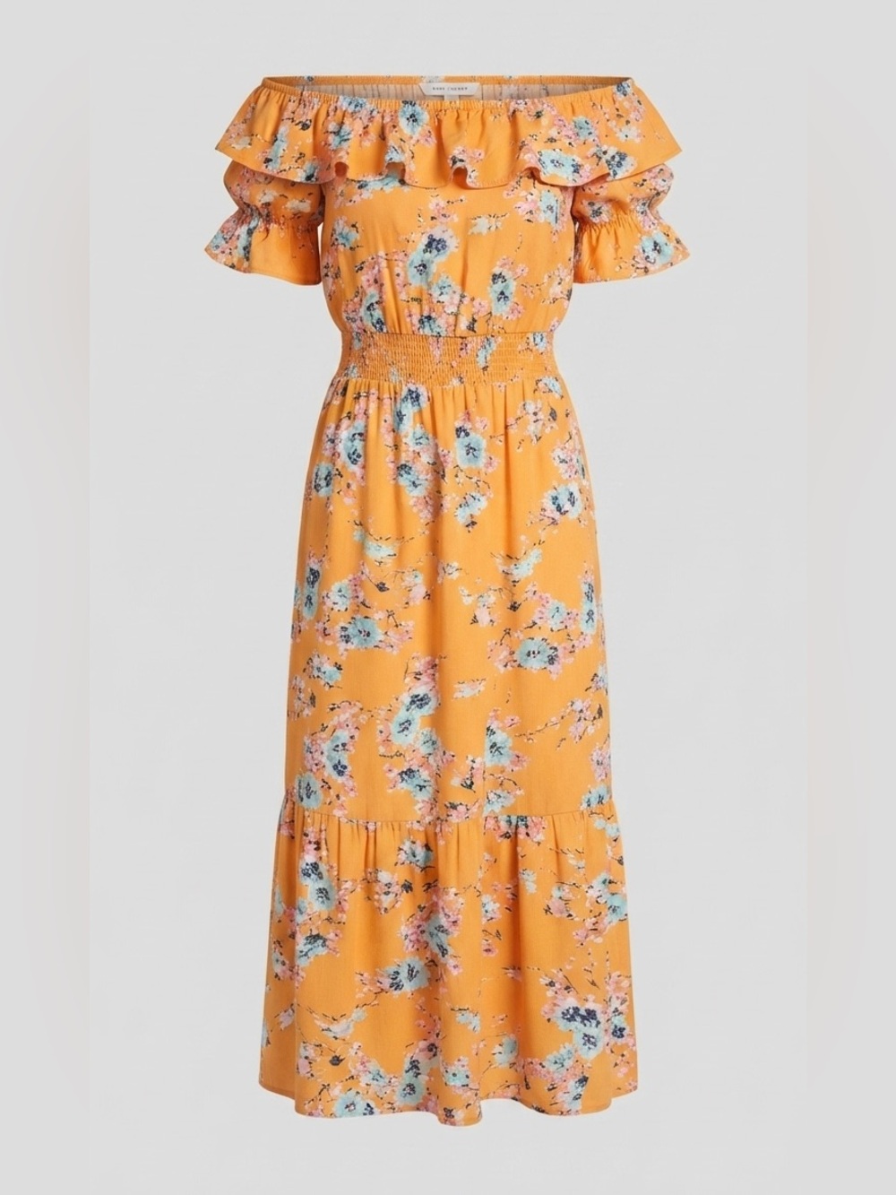Vero Moda Marigold Floral Off-Shoulder Ruffle Maxi Dress - Size Large